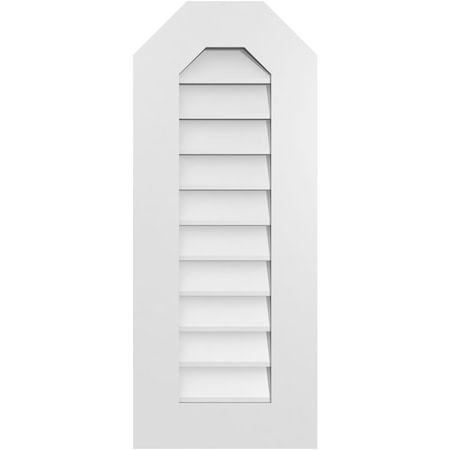 Ekena Millwork Octagonal Top Surface Mount PVC Gable Vent w/ 3-1/2"W x 1"P Standard Frame, 14"W x 34"H GVPOT14X3401SN